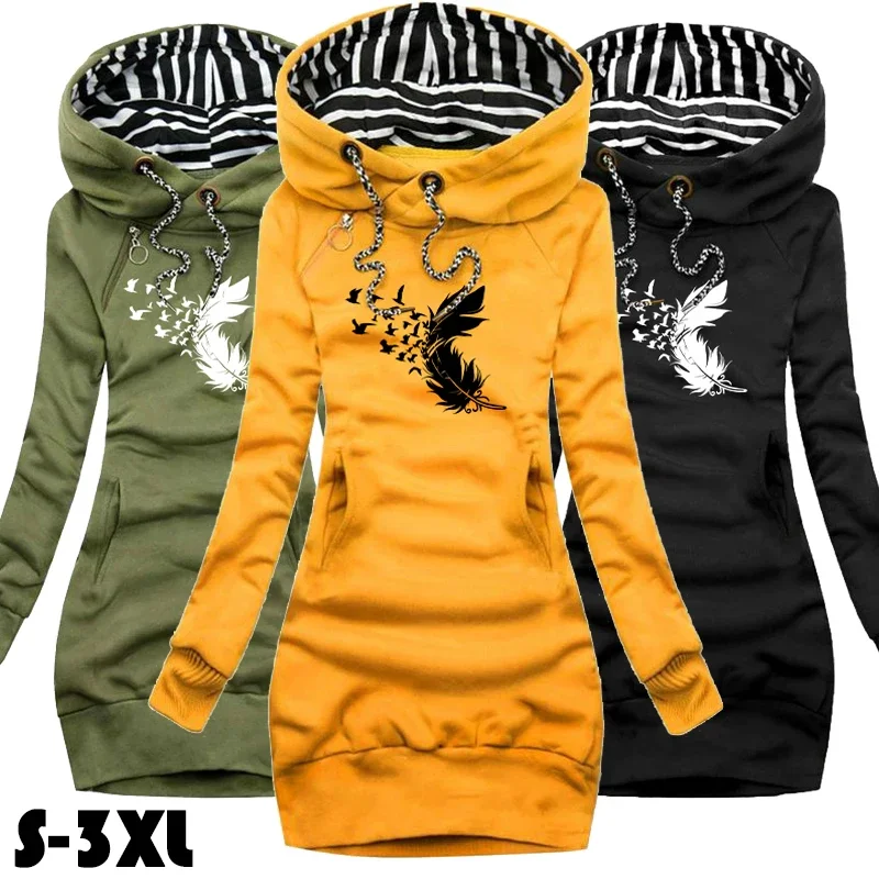 Neuestes Damen-Sweaterkleid mit langen Ärmeln, Hoodie-Kleid für Herbst und Winter, lässiges, schmales Sweater-Hoodie-Kleid