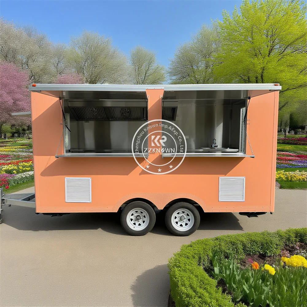 Reboque móvel personalizado de comida de rua, hambúrguer, cachorro-quente, shawarma, churrasqueira, carrinho de comida rápida, caminhão para venda