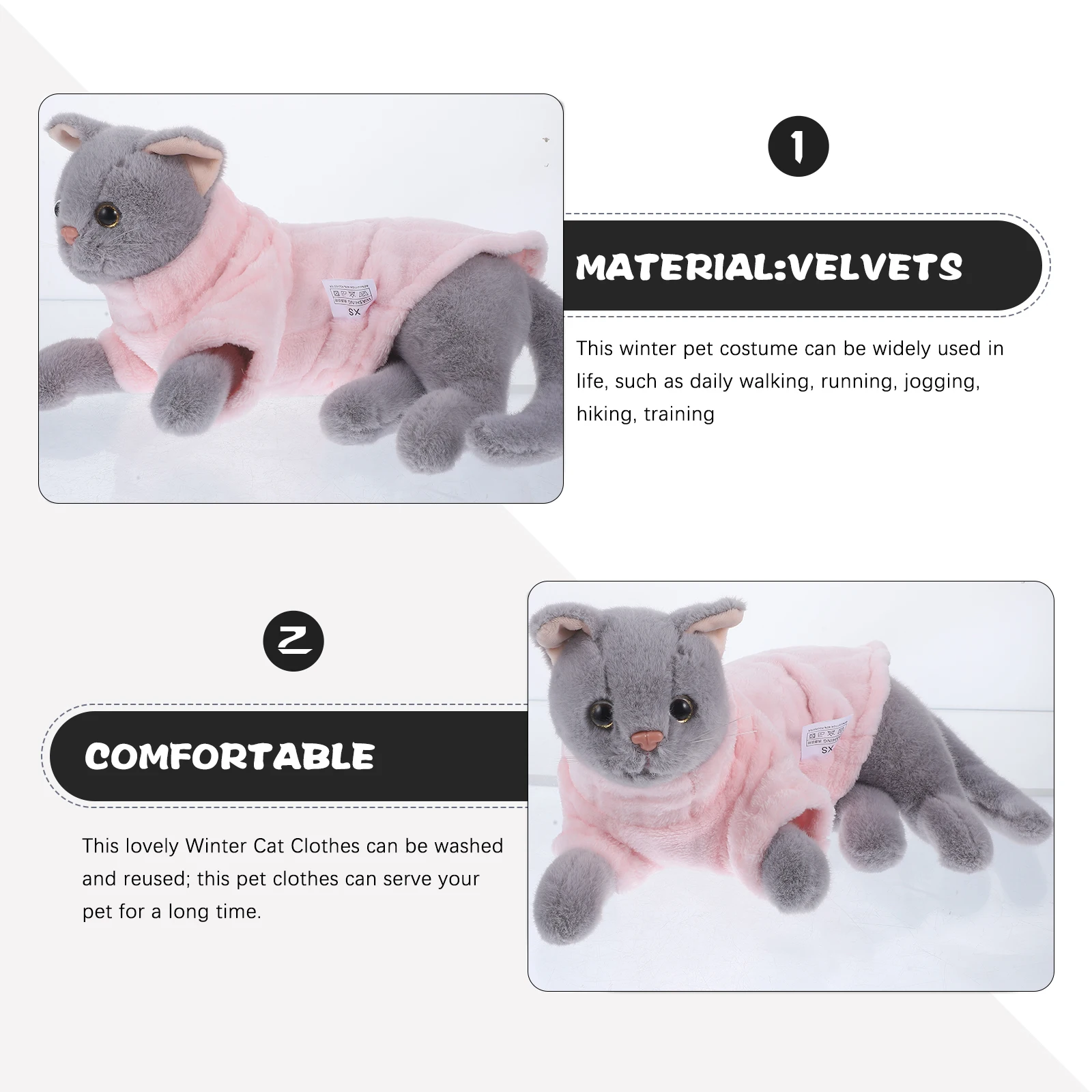 

Cute Dog Clothes for Hairless Cat Warm Coat Coral Fleece XS Shiny Pink Winter Pet Costume Soft Comfortable Reusable