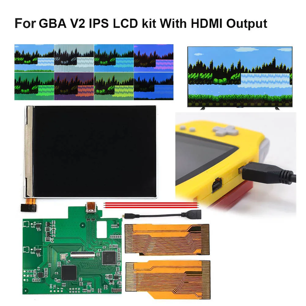 Hispeedido For GBA IPS V2 LCD Retro Pixel Kits With HDMI-Compatible TV Output Mod 480x320 Display Resolution For Gameboy Advance