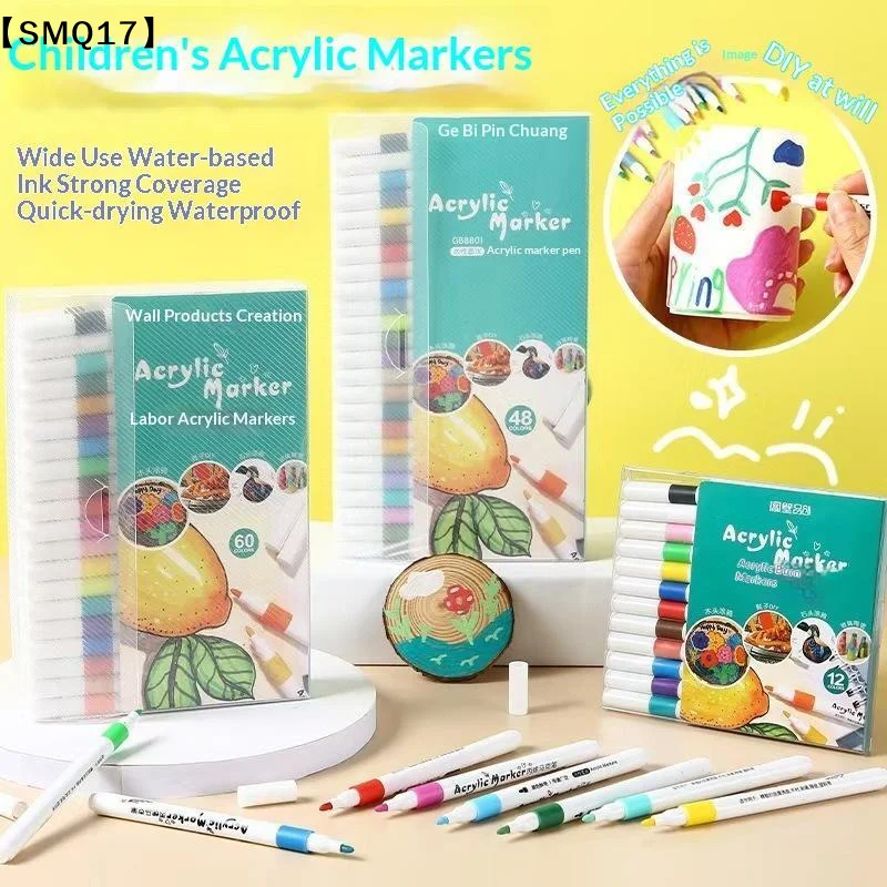 24 Colors Acrylic Paint Markers Waterproof Vibrant Colors For Art Creation DIY Crafts Drawing School Projects【SMQ】
