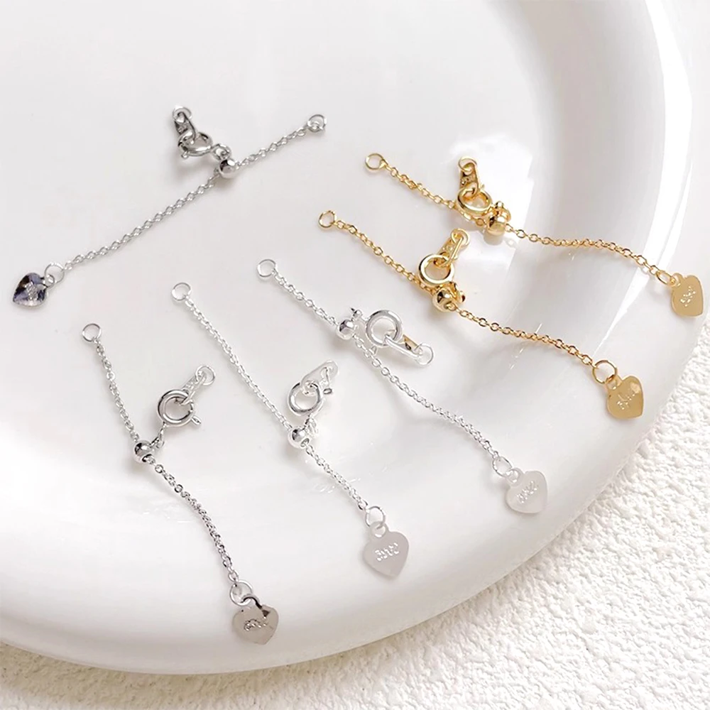 2 PCS Copper Plated with Genuine Gold Simple Pull-out Extension Adjustment Chain Buckle DIY Jewelry Making Accessories Materials