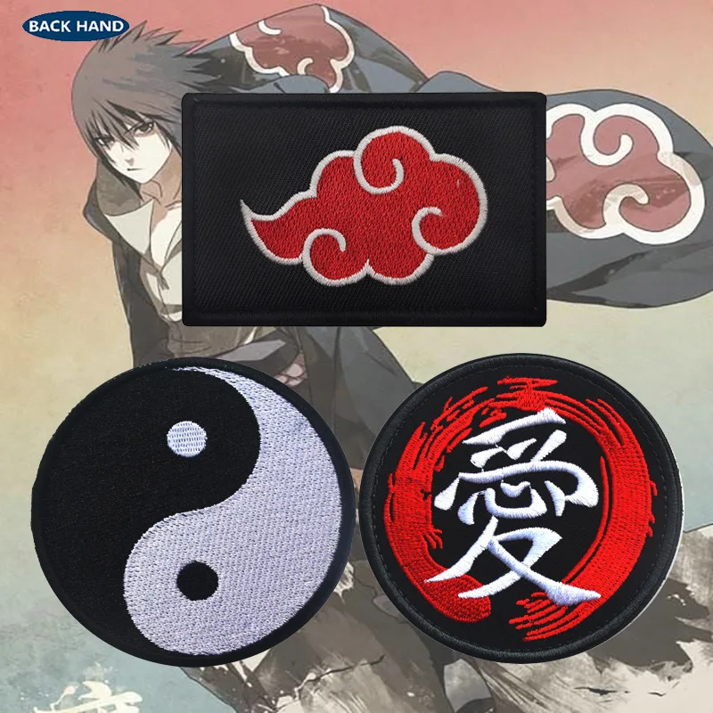 Naruto remendos anime bordado gancho e laço remendo pano emblemas velcro cosplay adesivo masculino mochila chapéu emblema decorativo presente