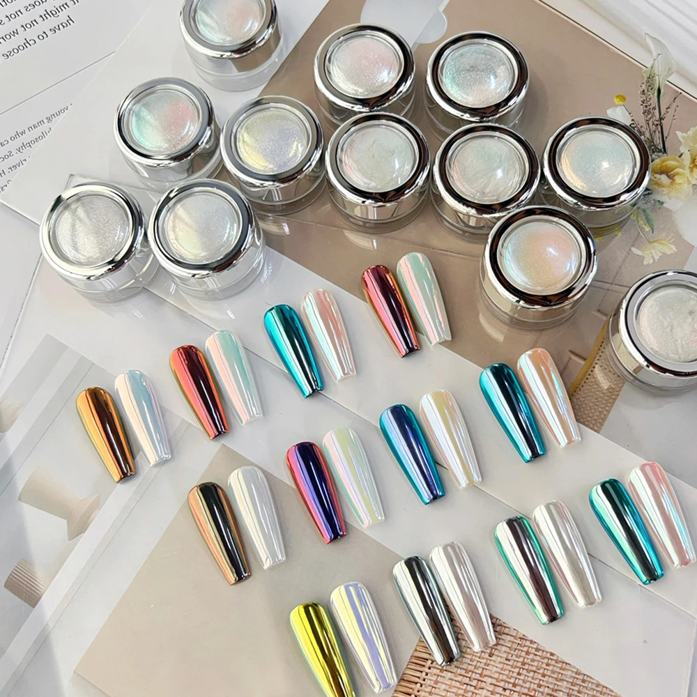 Aurora Shining Super Glitter for Nail DIY Chrome Powder Rubbing Fine Manicue Decoration Glitter Iridescent Pigment Mirror Effect