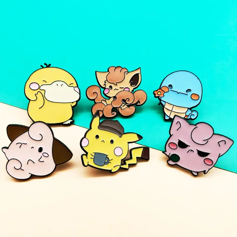 Anime Cartoon Badge 6/7/13pcs Set Elf Small Animal Enamel Pin Cute Metal Brooches Badges Student Backpack Clothing Matching Gift