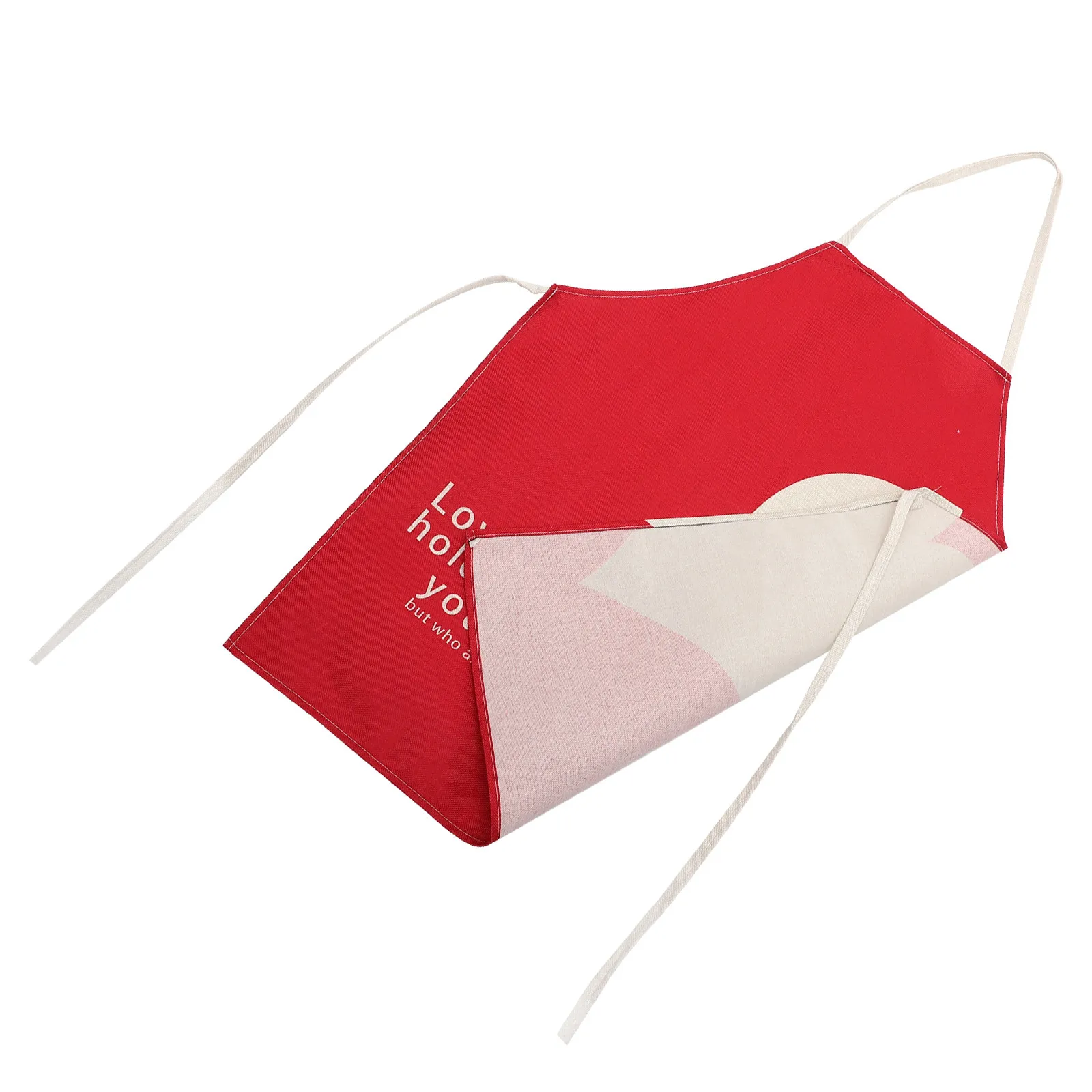 Heart Shape Apron Polyester Thickened Oil-Proof Kitchen Cooking Apron for Couples Festival Valentine Home Use Comfortable