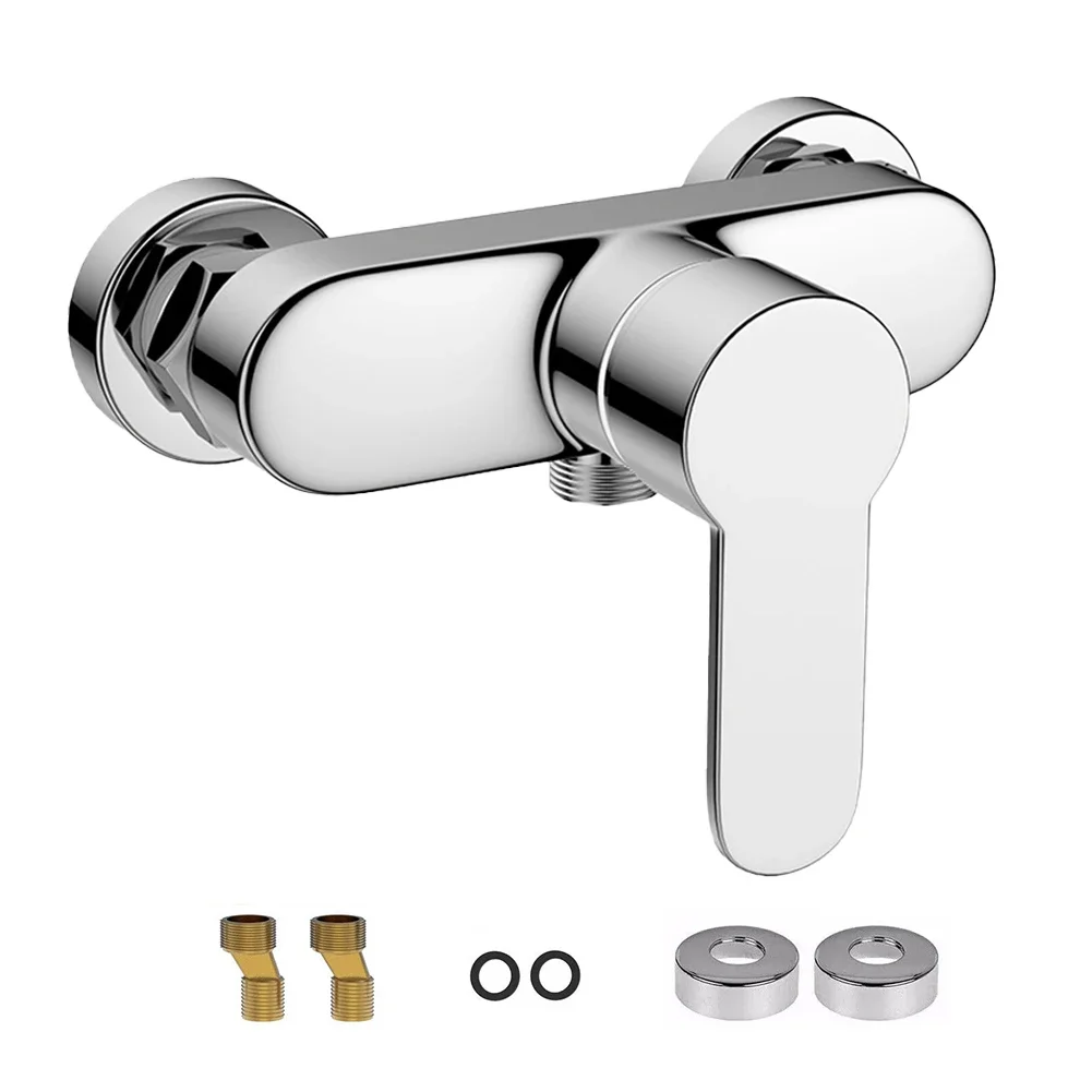 아연 합금 크롬 마감 욕실 수도꼭지 벽걸이형 샤워 믹서(빠른 설치 및 효과적인 카트리지 필터 포함)
