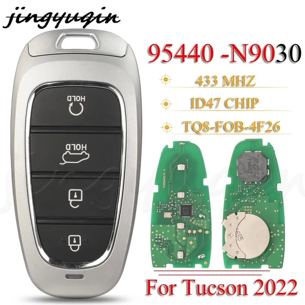 

Jingyuqin 4 Button Smart card Remote Control Car Key 433MHz ID47 Chip 95440-N9030 TQ8-FOB-4F26 For Hyundai Tucson/Santa FE 2022+