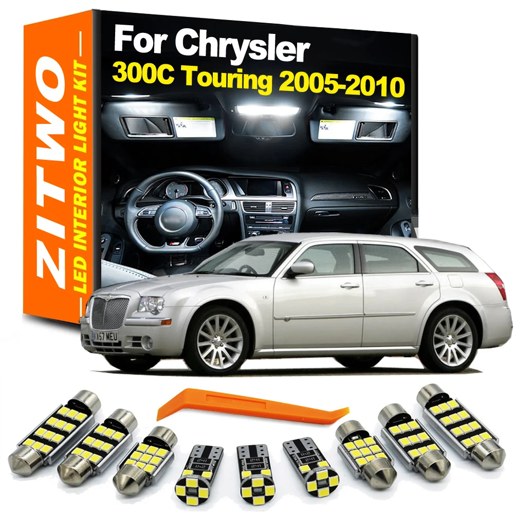 Zitwo ชุดไฟส่องเท้าติดประตูโดมภายใน LED 19ชิ้นชุดโคมไฟกระบังแสงสำหรับ Chrysler 300C Wagon 2005 2006 2007 2008 2009 2010