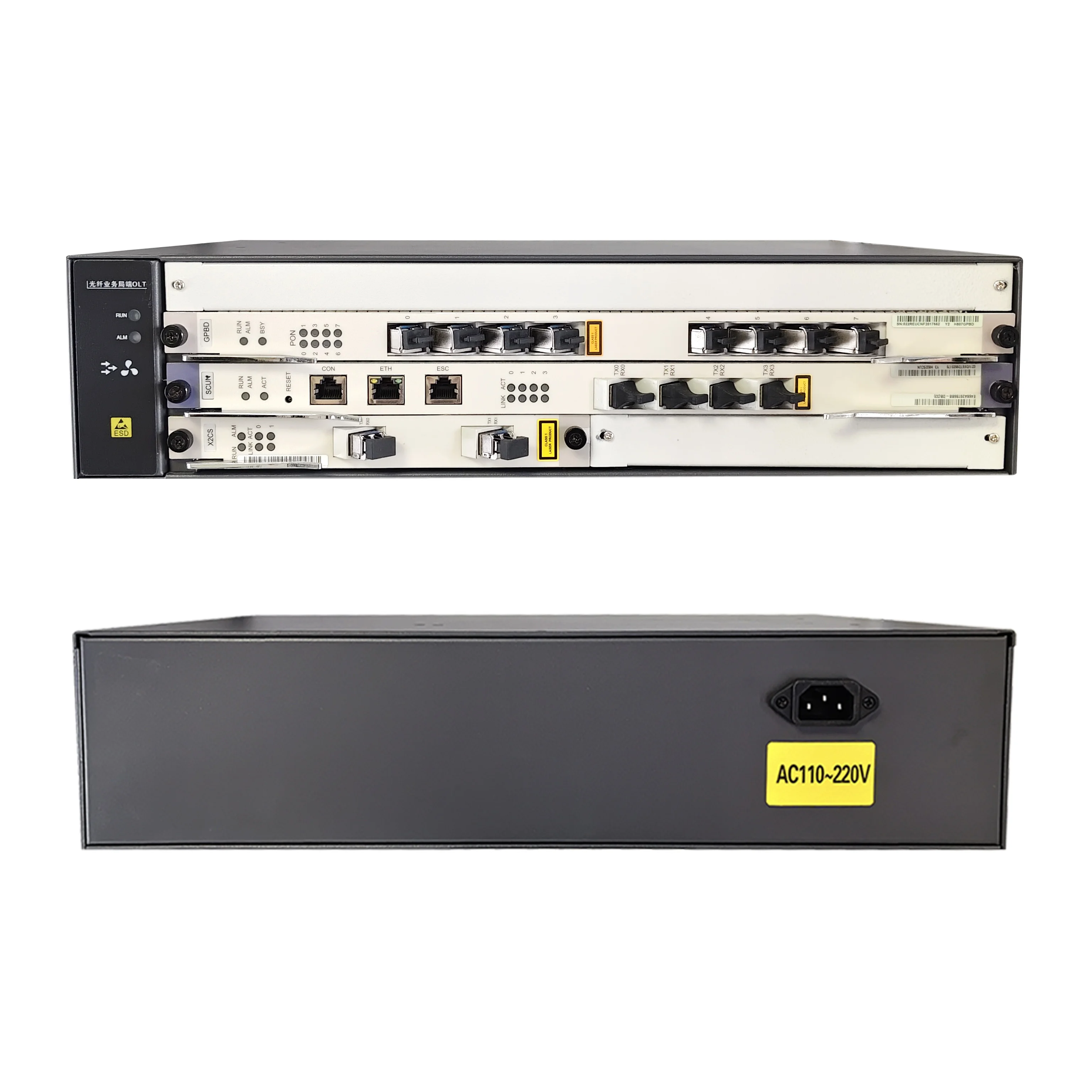 2U Rack-Mount Fiber Optic Server, OLT, GPON Optical Line Terminal, AC Power Supply, FTTH Fiber Optic Access Network Equipment