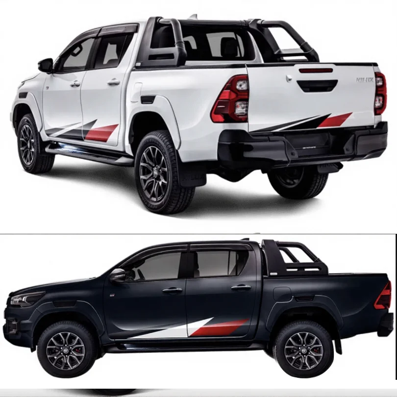 

Наклейка на автомобильную юбку на заказ, прикроватный багажник, предварительно вырезанная пленка, украшение, виниловая накладка, графическая наклейка для Toyota Hilux GR-Sport 2024 2025