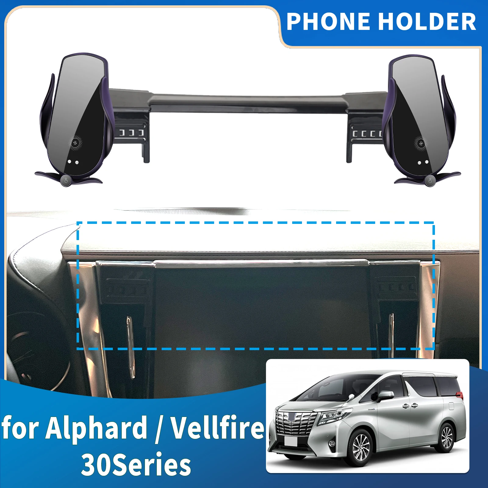 

Подходит для Toyota ALPHARD Vellfire 30 серии AH30, встроенное крепление для экрана, держатель для телефона, автомобильные аксессуары