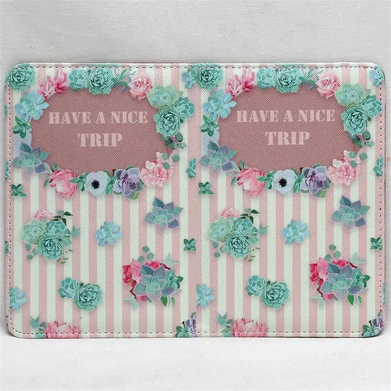 Porte-passeport de voyage pour femmes, motif floral, porte-cartes de crédit, porte-cartes d\'identité pour filles