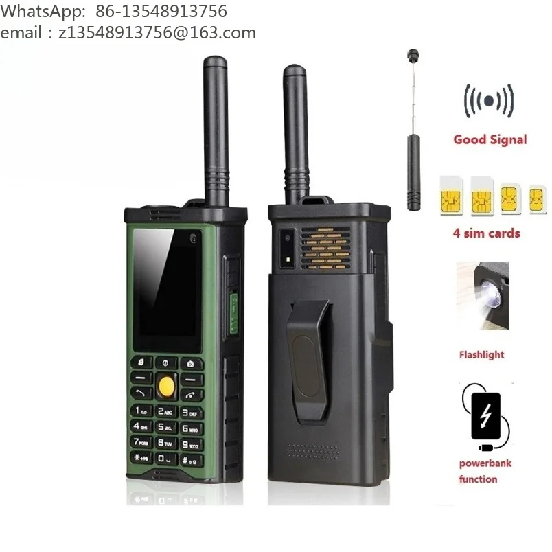Quad‑SIM 4‑Card Standby Keypad Communication Device Retractable Antenna Long‑Lasting Battery Outdoor Handset (English Key)