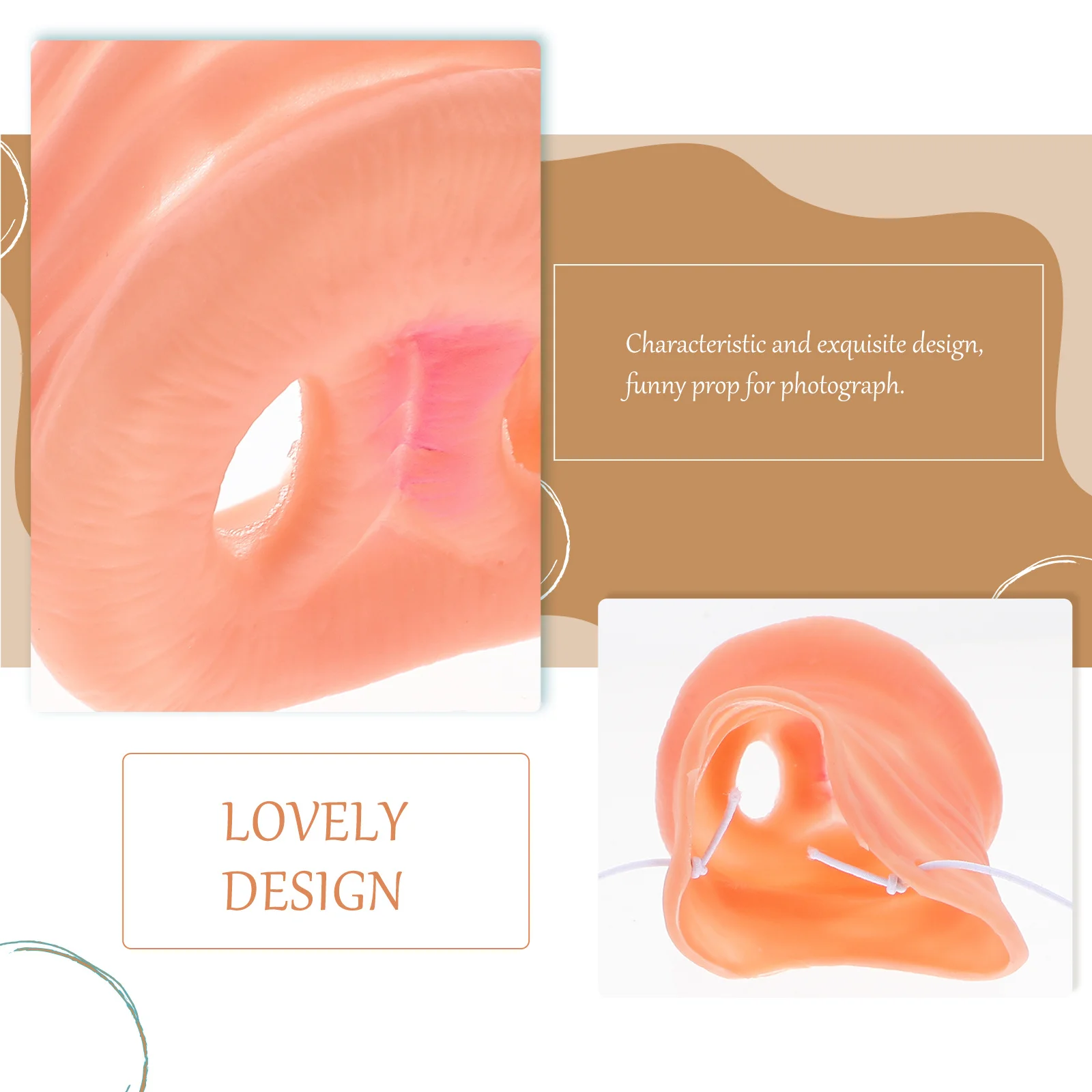 

2pcs Latex Pig Nose Mask Lightweight Portable Cosplay Prop Elastic Band Halloween Animal Snout Costume Accessory Game Party