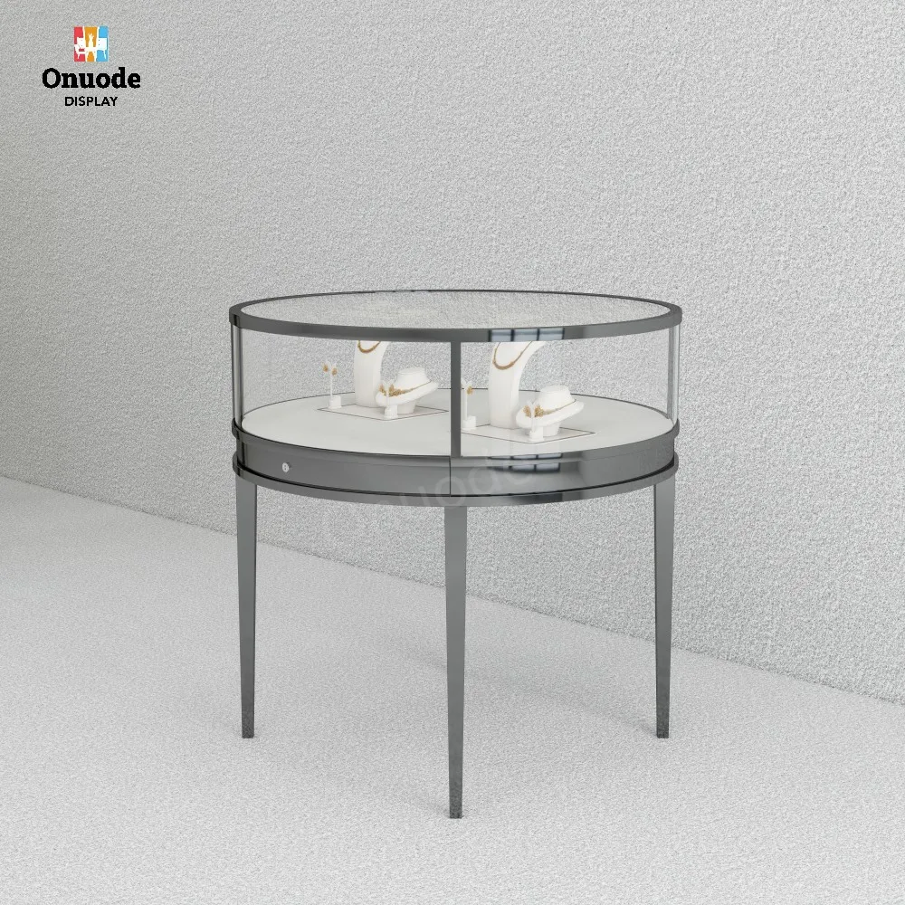 Custom.Custom High End Luxury Round Jewellery Booth showcase Modern Gold Counter showcase for Jewelry Shop Display