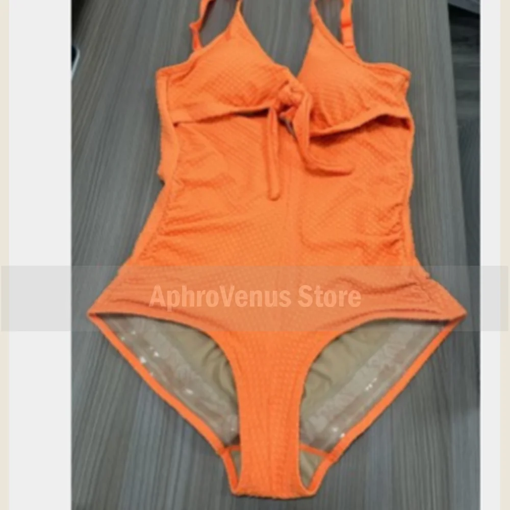 Women's Textured One-Piece  Swimsuit Front Knot Cutout and Built-in Shapewear Bodysuit for Tummy Control and Beachwear