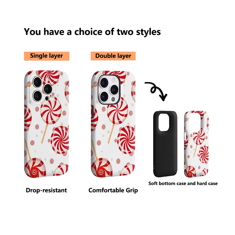 كاندي كين دوامة البوب آيفون 17 يجب أن يكون لديهم جراب هاتف آيفون 17 16 15 14 13 12 برو ماكس زائد طبقة مزدوجة الغطاء الخلفي #3