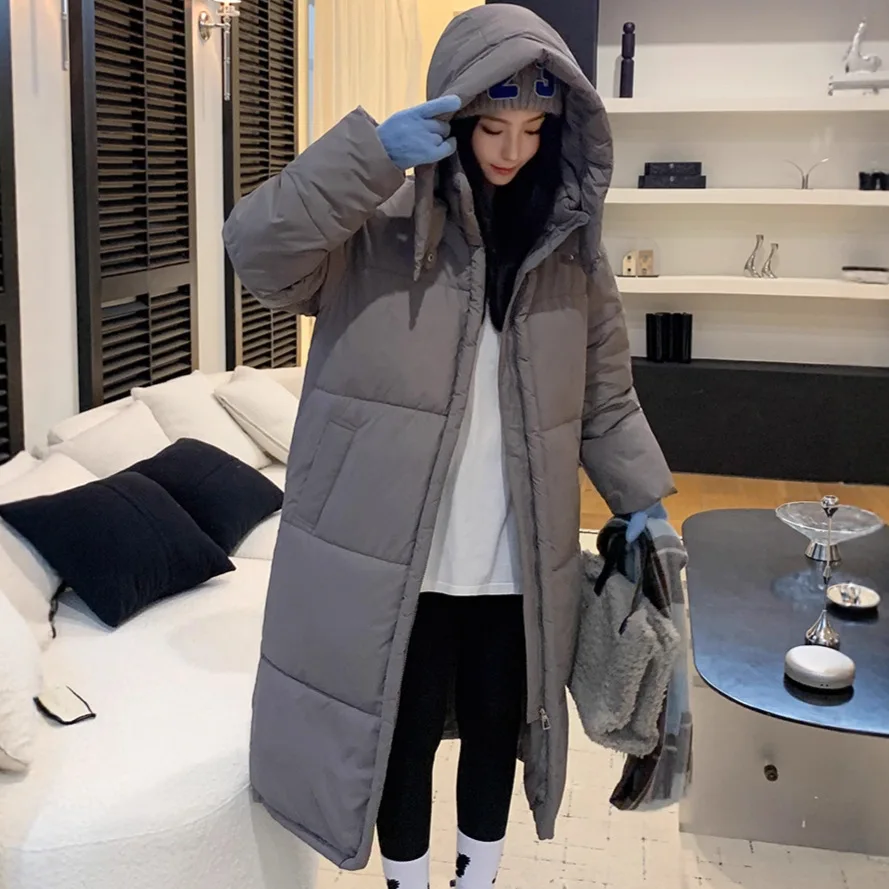 سترة نسائية كبيرة الحجم سترات طويلة معاطف بقلنسوة وسحاب متين وياقة مقلوبة وأكمام طويلة فضفاضة للمكتب للسيدات لخريف وشتاء 2025 #2