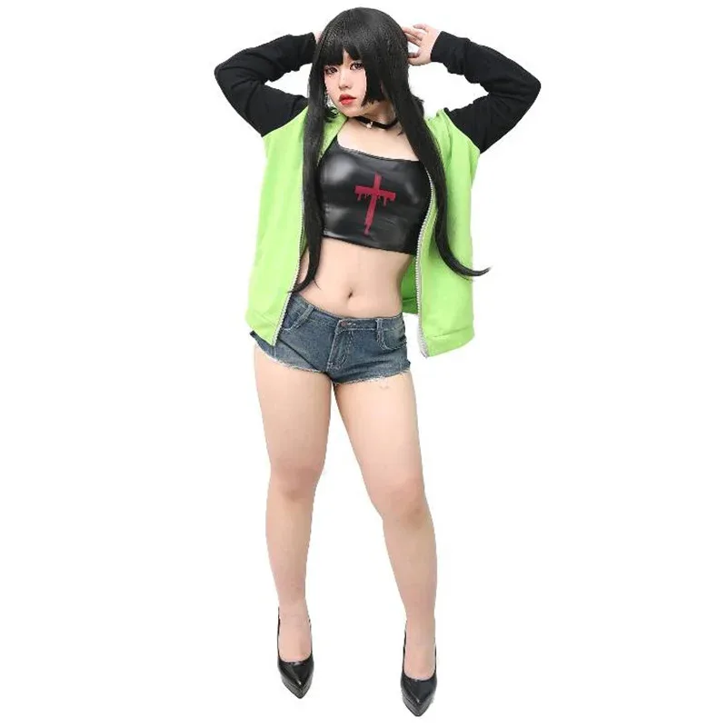 Invader Cosplay Zim Hoodie Kostum Halloween Kasual Berkerudung Zip Up Jaket Pullover Kaus dengan Telinga untuk Kostum Halloween