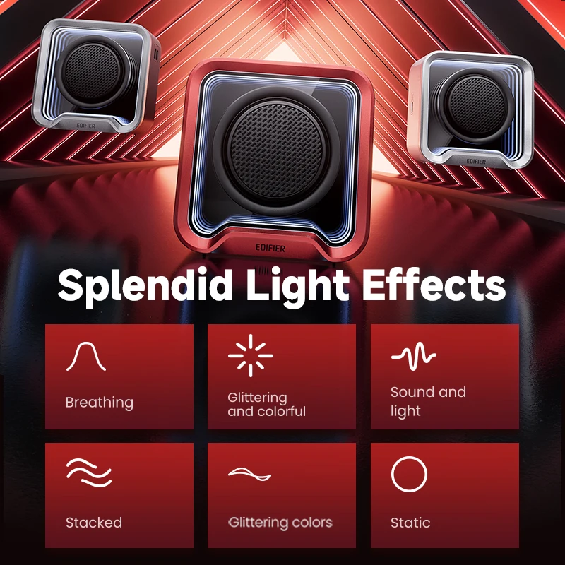 Edifier QS20 Alto-falante portátil com luz ambiente Bluetooth V6.0 IP67 Emparelhamento estéreo Alto-falante de conexão multiponto com microfone