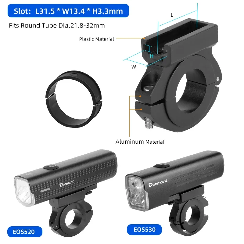 Adaptor for Headlight EOS530/520 for Rockbros /Blackbird L3 Front Lamp Stand Handlebar Stem Fork Helmet Mount Fits GoPro