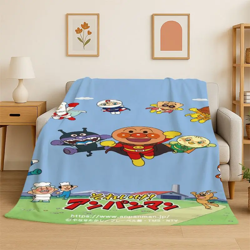 Retro Brave Anpanman Cartoon Flannel Blanket Soft Warm Throw Blanket for Bedroom Living Room Bed Travel office Picnic Fest Gift