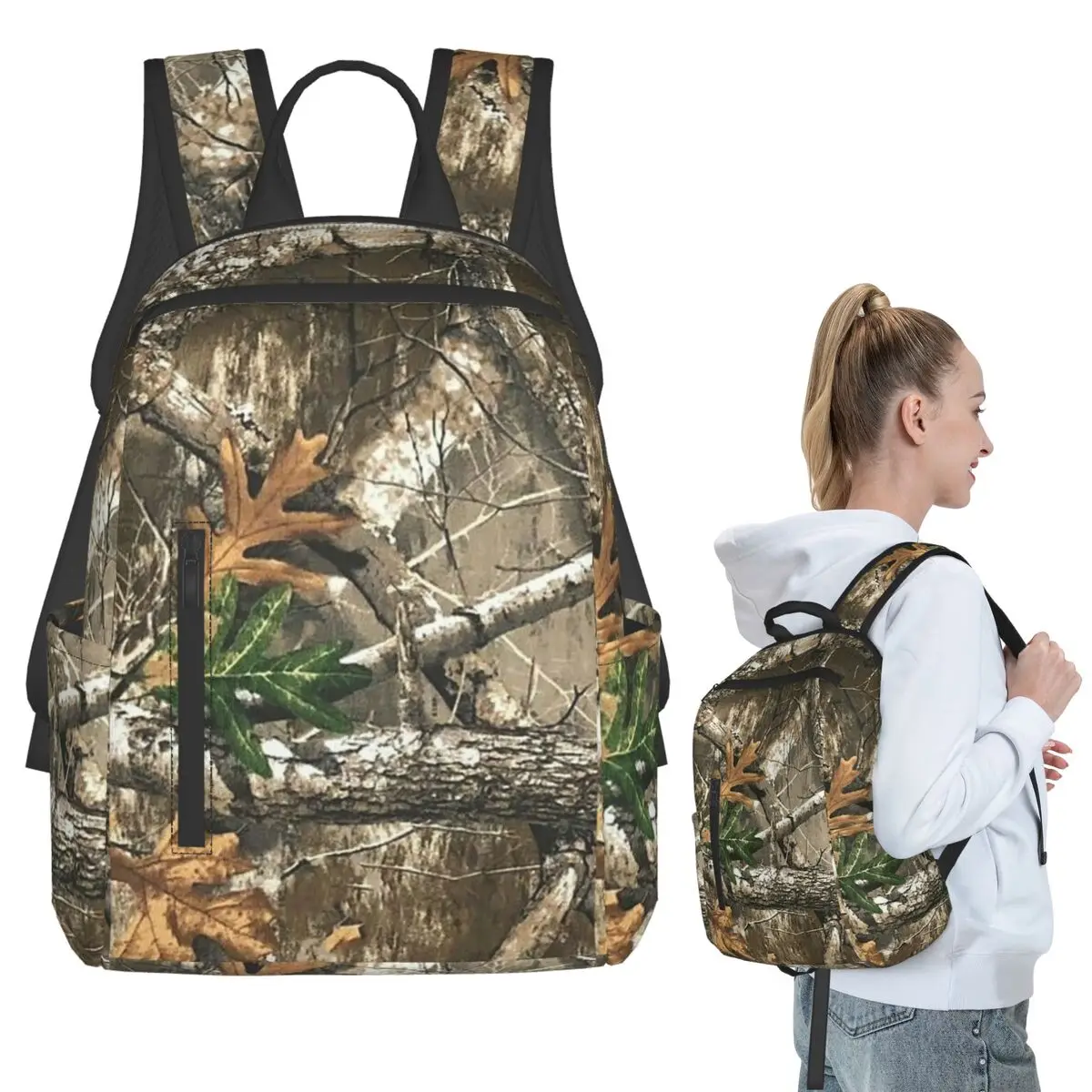 Camouflage Real Tree Realtree Hunter Camo Pattern Backpack Student BookBag Boys Girls School Bag Laptop Shoulder Bags Men Women