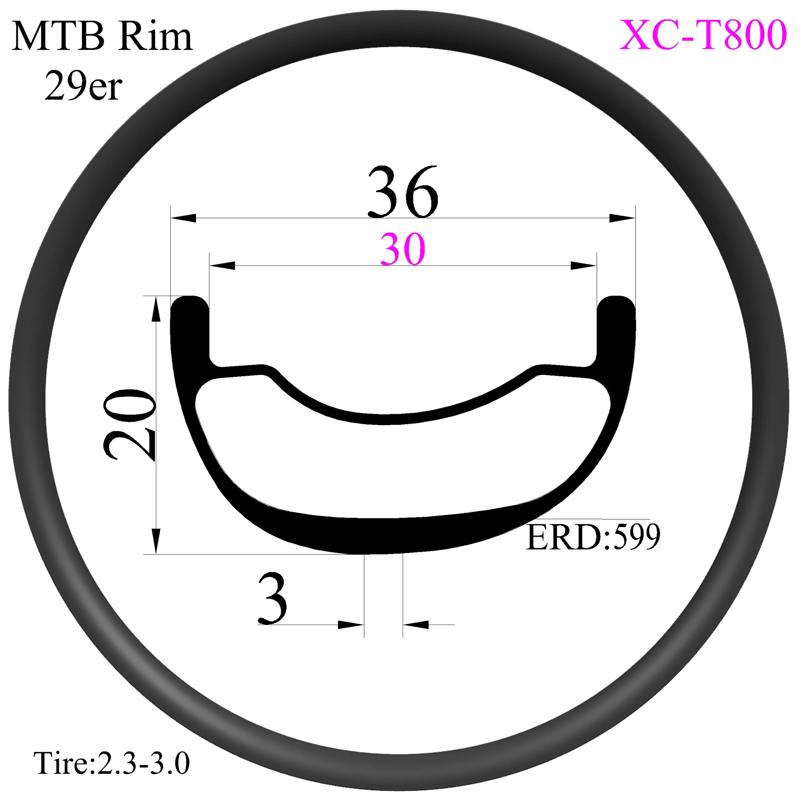 330g Asymmetr Super light Bicycle rim 29er Carbon Rims 36mm width 23 25 30mm depth MTB rim Hookless Tubeless XC carbon mtb rims