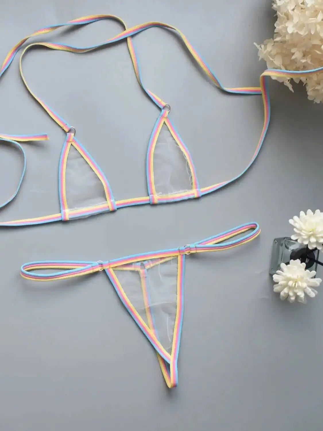 Minimalist And Ultra Mini Bikini Girl Thong Sexy Swimsuit And Charming High Three-point Style Couple Bed Game Bikinis Women HLL7