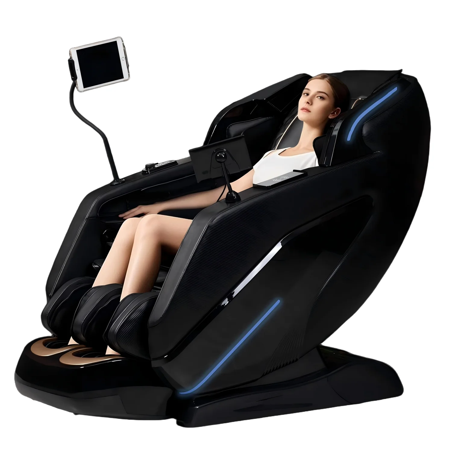 كرسي تدليك فاخر منزلي بدون جاذبية لكامل الجسم وسادة هوائية SL مسار تسخين بلوتوث موسيقى AI كرسي مكتب صوتي ضمان 3 سنوات