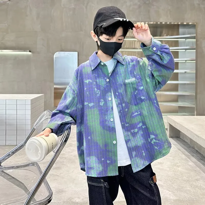 

New Kids Designer Long Sleeve Printed Shirt for Boy Spring Luxury Clothes Children Fashion School Clothing Outfit Age 5 To 14 Y