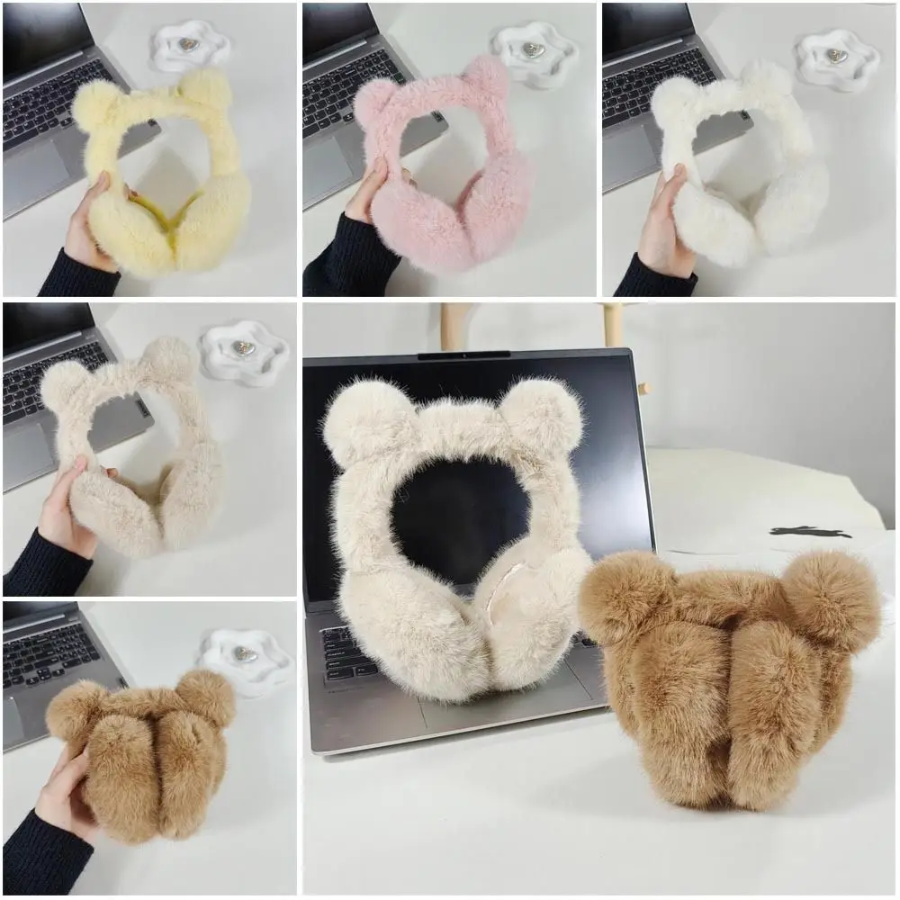 귀여운 곰 귀 모양 귀마개 방풍 접이식 귀덮개 겨울용 따뜻한 귀덮개 야외용