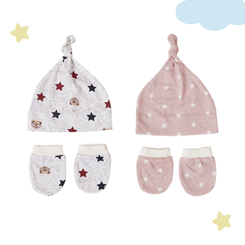 

Random sets 100%Cotton Cute Baby Cartoon Hat & Gloves Set for Infants Newborn Baby Gift for Photography Sessions