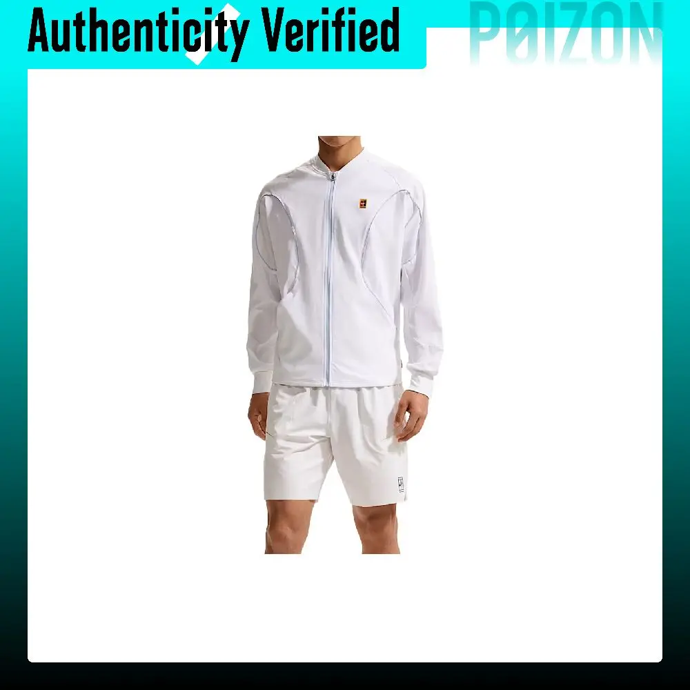 Nike Dri-Fit Tennis Tops Men's White Stand Collar Moderate IR6294-100