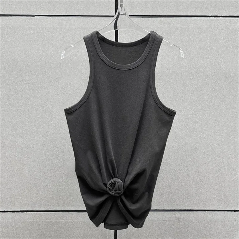 Chaleco para mujer, nuevo top elástico ajustado sin mangas para primavera 2026, camiseta sin mangas de mezcla de lino de alta calidad, top corto y corsé para mujer