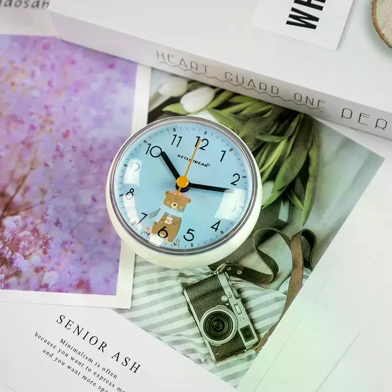 Mini Sucker Wall Clock Bathroom Anti-Fog Waterproof 7cm Kitchen Toilet Small Quartz Table Clock