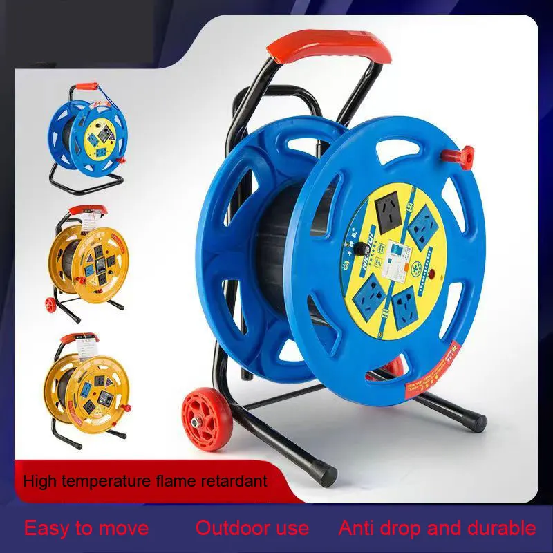 Type Electric Cable Reel, 3 sockets, Orange Drum, 25m, 50m, UK Socket Spool with Plug, BS Extension Cord Rolling