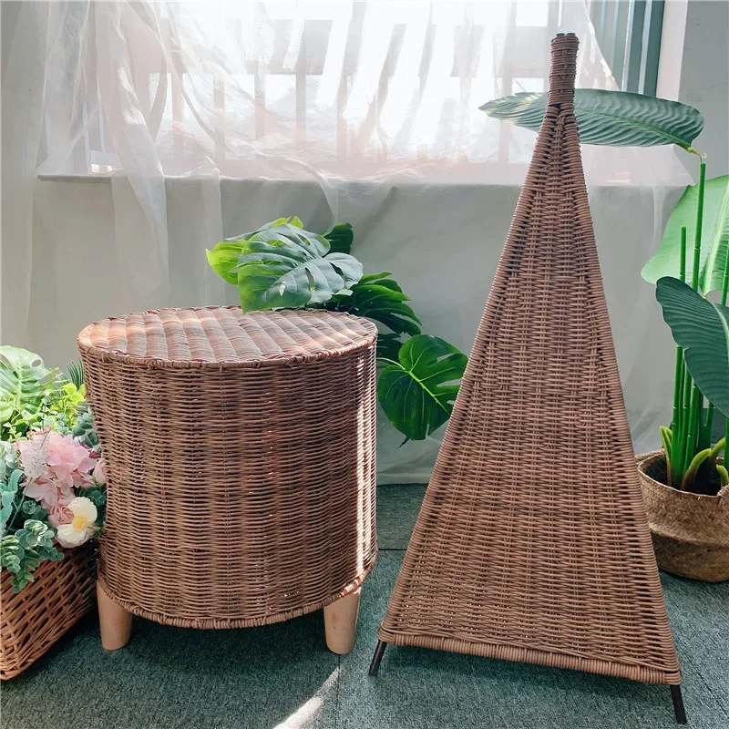 Vine Vine Woven Pet Nest Plastic Pointed Tent Cat Indian Dog  Cat House Cylinder