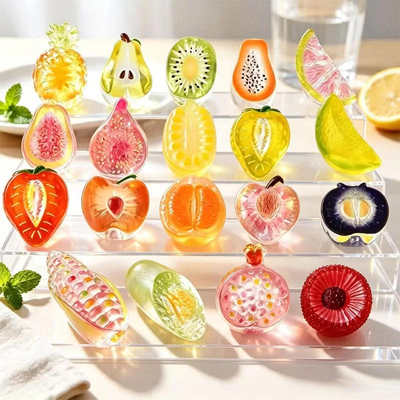 100pcs Cute Mini Resin Fruit Strawberry Pineapple Corn Banana Resin Cabochon DIY for Keychain Jewelry Doll House Decor