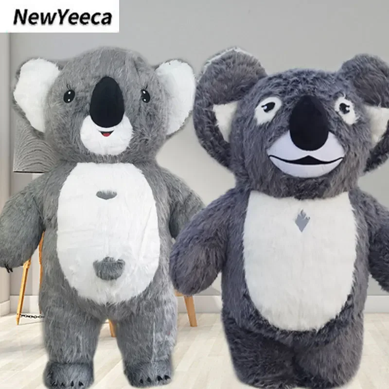 Giant Koala Opblaasbaar Kostuum Grijs Roze Koala Mascotte Voor Volwassenen Mannen Vrouwen Full Body Animal Christmas Fancy Dress Gratis Verzending