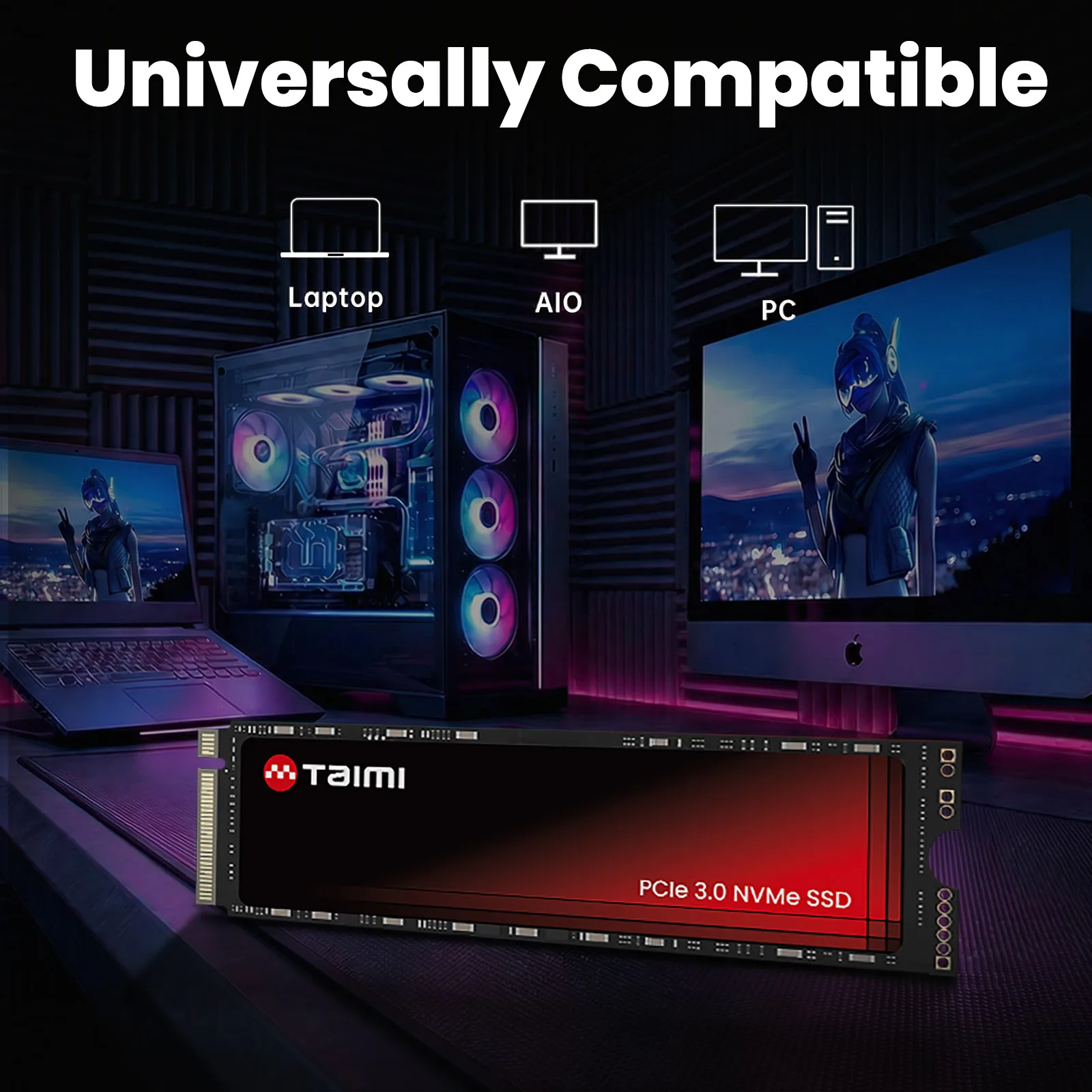 Taimi M2 SSD PCIe Gen3x4 NVMe M.2 2280, prędkość odczytu do 3500 MB/s i zapisu do 3000 MB/s, idealny do gier, laptopów, komputerów PC i stacji roboczych. — zdjęcie produktu 5