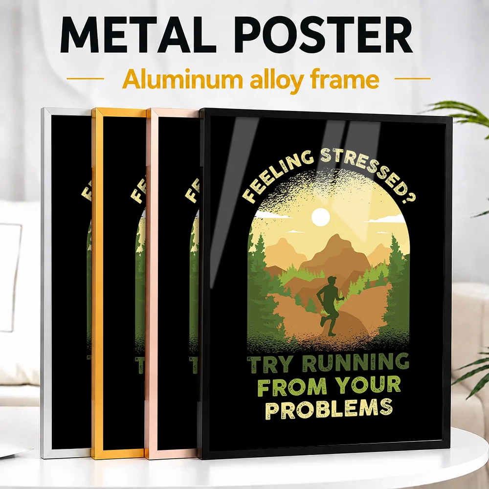 Feeling Stressed Metal Poster With Aluminum Alloy Frame Customized Retro Style Wall Art For Sports Memorabilia Room, Runner Gift