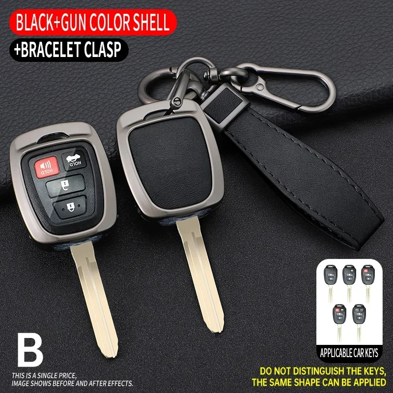 

Zinc Alloy Leather Car Remote Key Fob Shell Cover Case For Toyota Camry Corolla RAV4 Vios Prius C Highlander 2012-2016 2017 2018