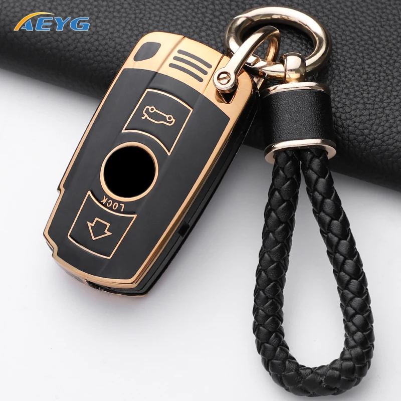 TPU Car Key Case Cover Shell For BMW X1 X5 X6 Z4 E90 E60 E70 E87 3 5 6 Series M3 M5 Holder Shell Fob key chain Accessories