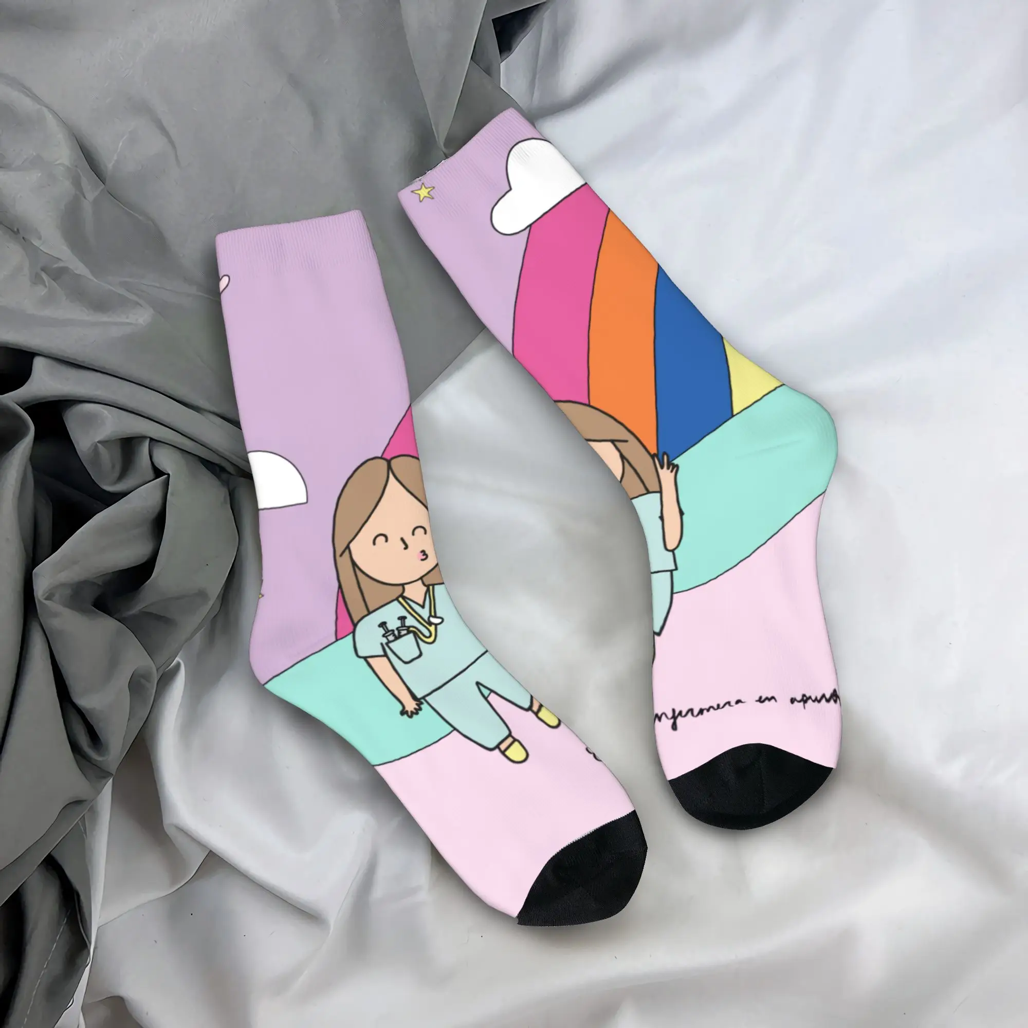 

Custom Cute Cartoon Doctor Nurse Printed Socks Men Women Warm 3D Print Football Sports Socks
