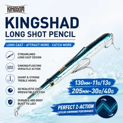 Kingdom Sinking Floating Fishing Lure Pencil Hard Artificial Baits 11g 13g 30g 40g Saltwater Seabass Hard Wobblers