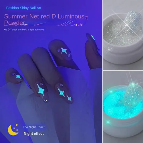 1 unidad de pigmento luminoso en polvo que brilla en la oscuridad, pigmento fluorescente nocturno, polvo DIY, polvos de brillo para uñas, brillo fino