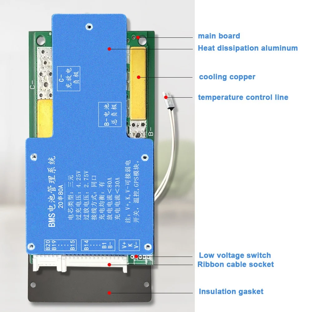 18650 bateria BMS 20S 72V 50A 18650 płyta zabezpieczająca baterię litową balans ładowania podwójna funkcja pokładzie