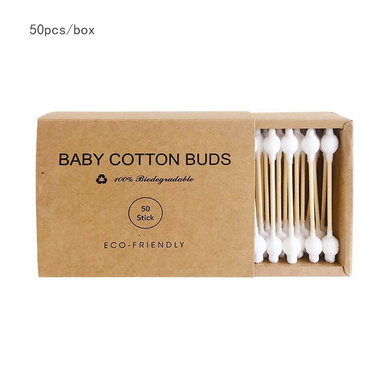 مسحات قطنية للأطفال، أطراف مزدوجة للأذن والأنف، عصا تنظيف متعددة الوظائف، أعواد قطنية من الخيزران، تنظيف المكياج للأطفال